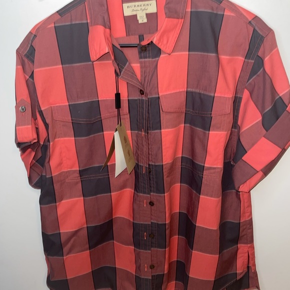 BURBERRY Checkered Short Sleeve Button Up - Picture 3 of 3
